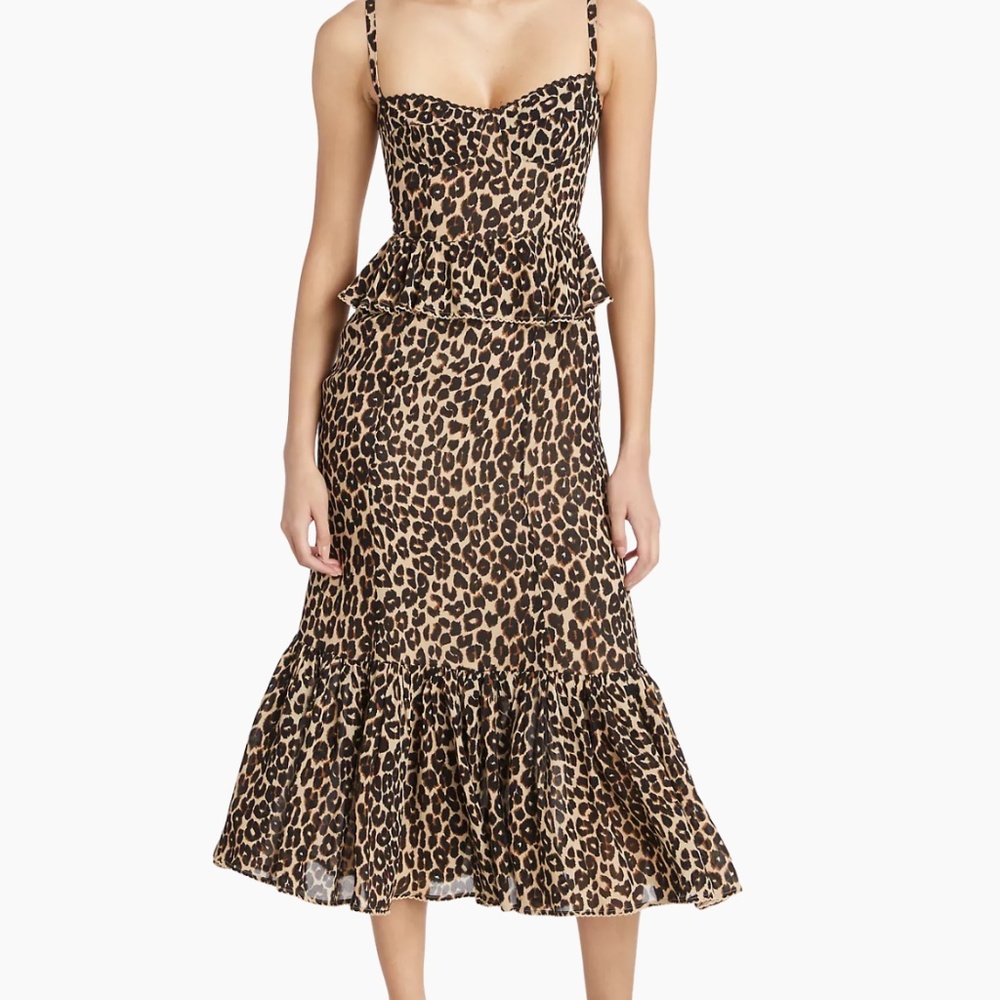 Reformation Felda Peplum Leopard Midi Dreas